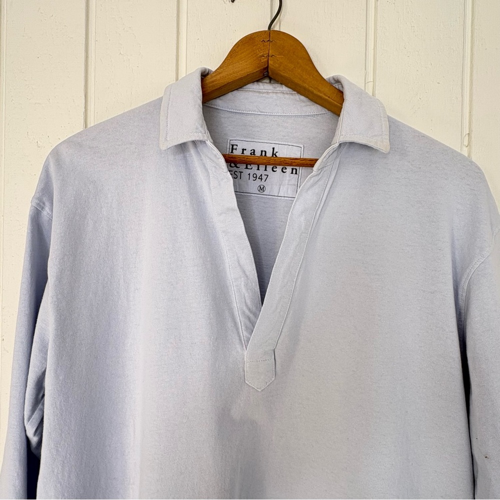 Frank & Eileen Popover Patrick Henley Cotton Jersey Light Blue Size Medium - Picture 3 of 5